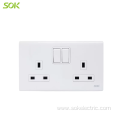 13A250V Double Pole 2Gang switch and socket Outlets